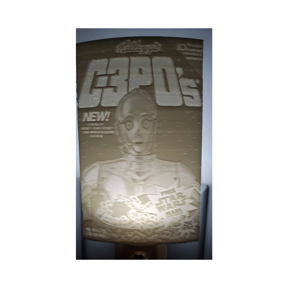 Kellog's Star Wars C3PO's Cereal Box Cover Lithophane Night Light LED - Picture 10 of 10